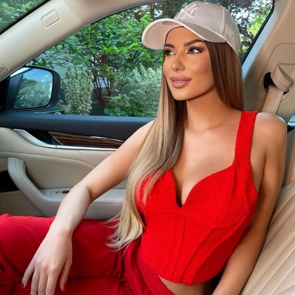 Zara Red Textured Corset Top - Picture 7 of 17